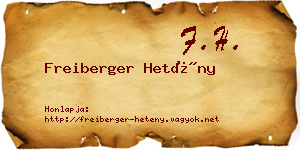 Freiberger Hetény névjegykártya